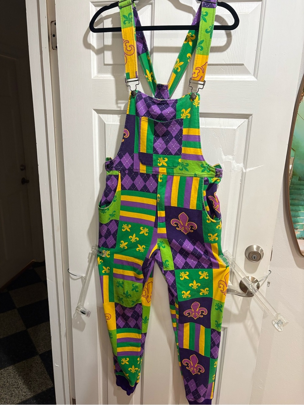 Source Unknown Patchwork Jumpsuit in Purple, Green, Yellow